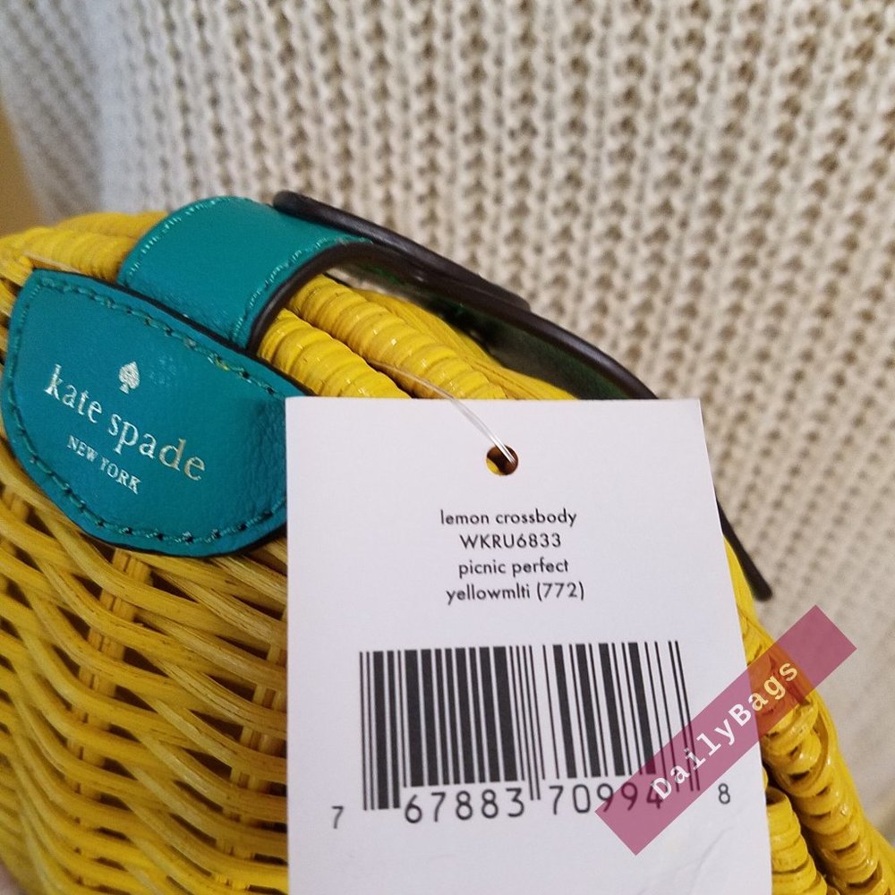 NWT KATE SPADE LEMON CROSSBODY WICKER YELLOW MULTI PICNIC PERFECT WKRU6833 - Picture 5 of 10